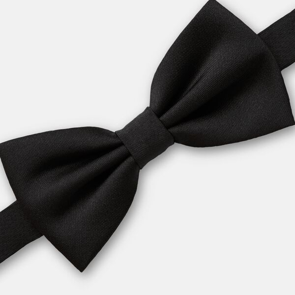 Naze Large Silk Satin Bow Tie, Black, hi-res